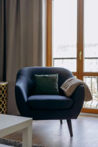 Warm therapy consulting room with armchairs