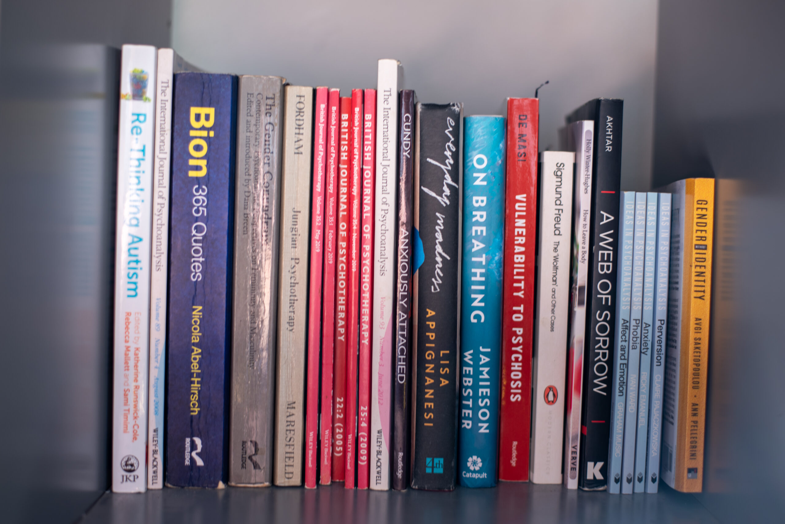 Bookshelf in Paul Salvage's consulting room in Hove